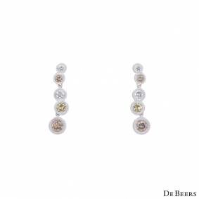 De Beers White Gold Aura Love Journey Diamond Earrings 1.48ct